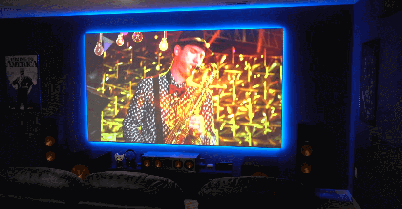 cine en casa con video beam optoma