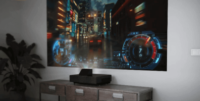 un proyector laser dando imagen